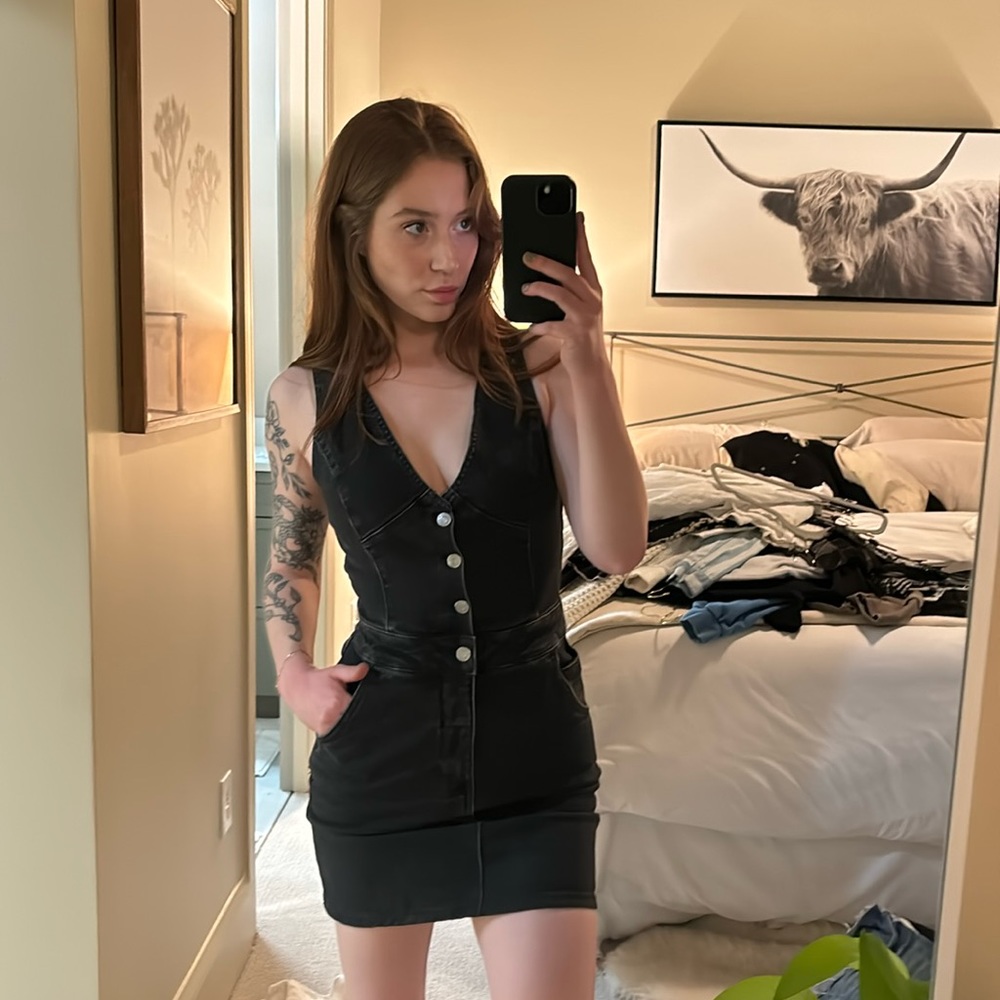 Anthropologie black mini denim dress